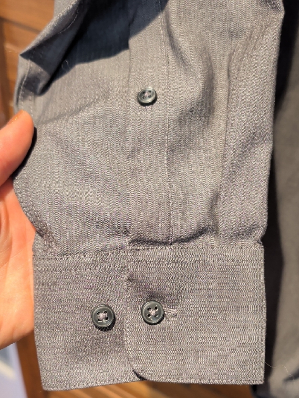 Calvin Klein Men's Steel Grey Button-Down Dress Shirt - Picture 5 of 7